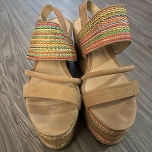 Schutz Rainbow Platform Boho Sandals Tan Size 9